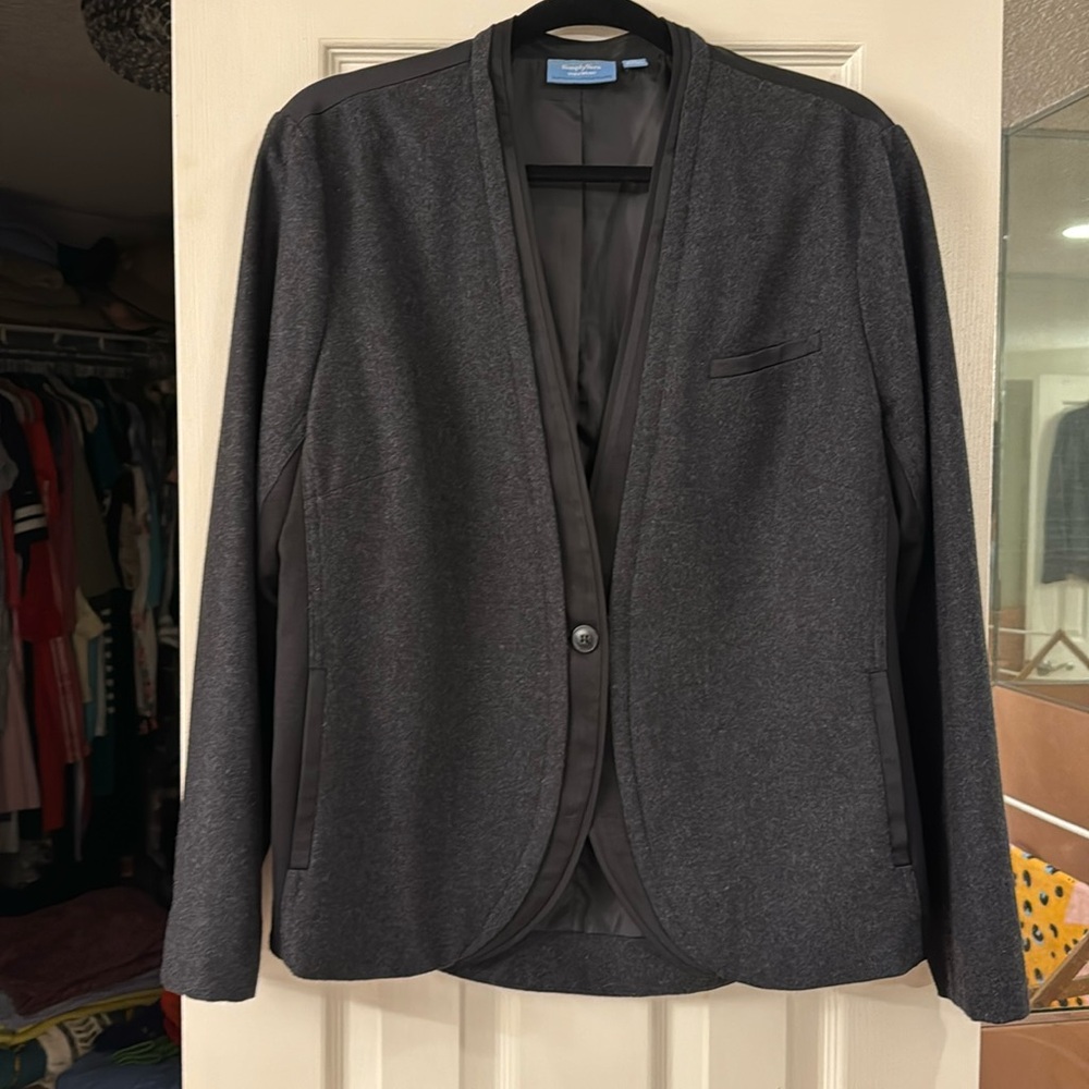 Blazer, charcoal gray and black